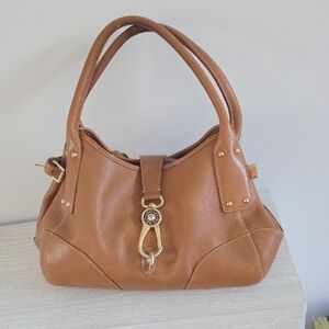 Dooney & Bourke Cognac Leather Shoulder Bag with Gold Hardware